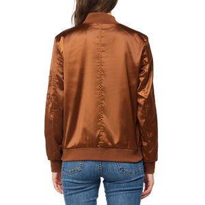 Veste en satin de nylon à col montant et doublure en peau de mouton, respirante, élégante, avec fermeture éclair sur le devant, sur mesure, best-seller - Product Image 2