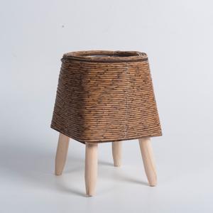 Bodenbelagständer Rattan Gewebter Korb Pflanzentopf mit Beinen Blumentopf für Appartment Zeichenzimmer Ball hellbraun - Product Image 3