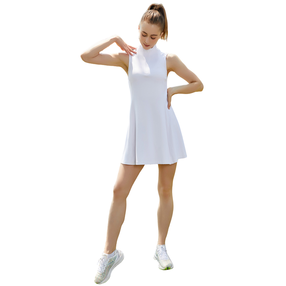 Women's Breathable Athletic Dress 4-Way Stretch Moisture-Wicking Yoga Tennis Pickleball Pleated Skirt Built-in Shorts Pockets