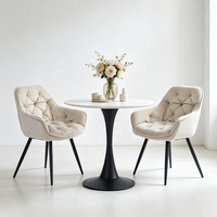 Fauteuil d'appoint capitonné haut de gamme en velours avec pieds en métal noir pour la maison et l'appartement