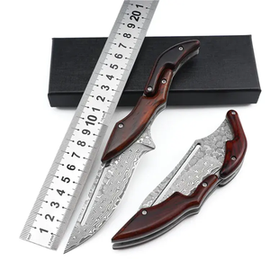 มีดพับเหล็กดามัสกัส TL19DA แบบใหม่ ใบมีดพับได้ ใช้สำหรับกิจกรรมกลางแจ้ง พกพาสะดวก เหมาะสำหรับการล่าสัตว์ในป่า พร้อมซองหนัง - Product Image 2