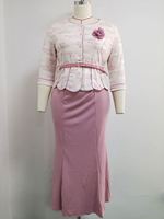 Nouvelle Mode Femmes 2 Pièces Ensemble Tops + Robe Longue Afrique Bureau Dame Affaires Fleur Décorer Crayon Grande Taille Imprimé Manteau Costumes