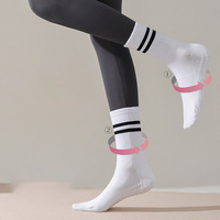 Chaussettes de yoga roses antidérapantes professionnelles Pilates Compression Fitness Chaussettes de sport antidérapantes pour femmes