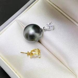 31223 Accesorios de Perlas DIY, Colgante de Plata S925 con Cuentas Redondas de 10-12 mm, Base Vacía para Colgante de Collar con Diseño de Muñeco de Nieve - Product Image 3