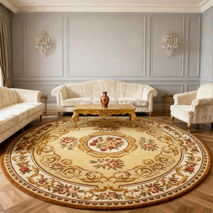 2025 nouveau <span class=keywords><strong>tapis</strong></span> en laine <span class=keywords><strong>rond</strong></span> classique européen NZ Style cour française médaillon floral <span class=keywords><strong>tapis</strong></span> tufté à la main pour salon de luxe - Product Image 6