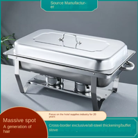 Réchaud de buffet rectangulaire professionnel en acier inoxydable 410 de qualité alimentaire, 9 L, alimenté au combustible, équipement de maintien au chaud des aliments