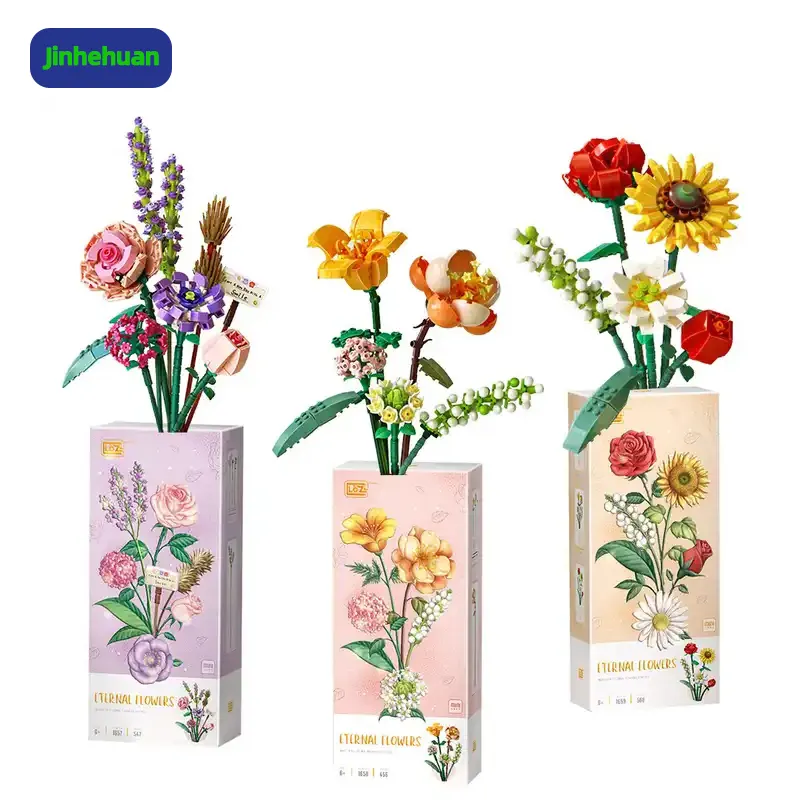 Building Block Sets For Home Decor Assembling Flower Bouquet Flower Bouquet Moc Set of Blocks Educational toys for kids