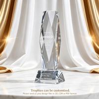 Trophée en cristal facetté Hitop HT-3016 en forme de tour présidentielle, base en cristal rouge, gravure laser personnalisée à l'intérieur, durable, pour le sport, vente en gros