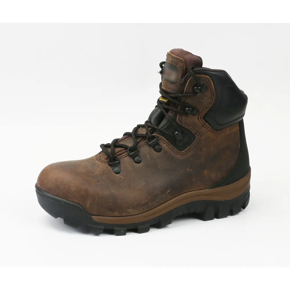 Brown Nubuck Cow Leather Waterproof Hot Oil Resistant Dielectric Insulated Rubber Steel Toe Work Safety Shoes