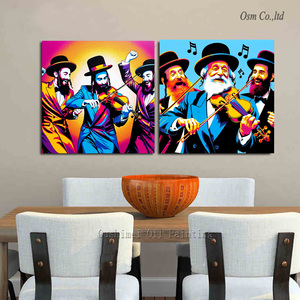 Hecho a mano impresionista músico pared arte tres hombres violín retrato pintura al óleo sobre lienzo figura y retrato pinturas Decoración - Product Image 2