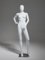 Maniquí Femenino de Cuerpo Completo en Plástico PP Sostenible, Blanco Brillante, para Exhibición de Ropa de Moda
