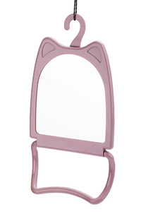 Gương Treo Tường Mini Vuông Màu Hồng Đa Chức Năng Mới Gương Nhựa Trang Điểm Bàn Mèo Hoạt Hình Có Thể Gập Lại Với Giá Treo Khăn - Product Image 5