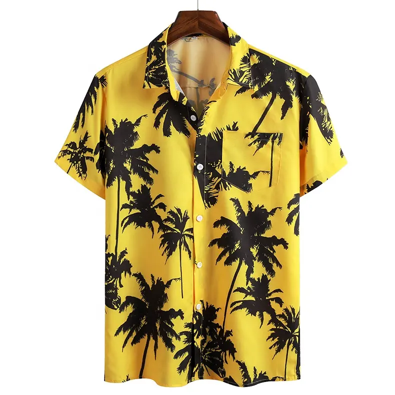 100% Polyester Breathable Hawaiian Style Comfortable QUICK DRY plain Print Soft Wholesale custom fancyhawaiian