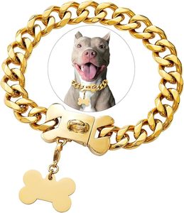 Collar de Acero Inoxidable para Perros Pequeños, Medianos y Grandes, Collar Resistente de Eslabones Cubanos para Perros <span class=keywords><strong>American</strong></span> <span class=keywords><strong>Bully</strong></span> y Bulldog Francés - Product Image 2