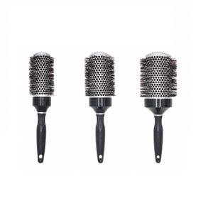 Brosse ronde en céramique avec poils de sanglier et nylon, outil de coiffage ionique, manche en caoutchouc antidérapant, pour le séchage et le démêlage, usage professionnel en salon. - Product Image 3