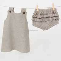 Tenue d'été en coton rayé respirant sur mesure ODM pour petites filles, robe et sous-vêtements en dentelle, 2 pièces, tailles 2T à 8 ans