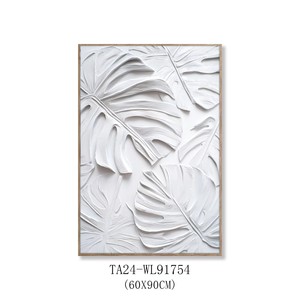 Peinture originale faite à la main Art déco Nature morte 100% faite à la main Panneau de toile Dessin au trait blanc Grande œuvre d'art murale à suspendre Encadrée - Product Image 2
