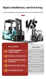 新しいブランドのカウンターバランスフォークリフト2-3トン負荷容量電気油圧リチウム電池フォークリフト4500mmリフティング高さCE - Product Image 5