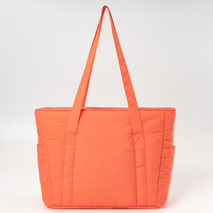 新款绗缝尼龙手提包，带隔层，高品质大容量，拉链闭合，女式手提包，带两个手柄 - Product Image 1