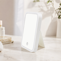 Miroir de Maquillage Portable à LED Tactile avec Luminosité Réglable, Miroir de Bureau Pliable pour Cosmétiques et Soins de la Peau