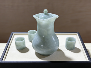 طقم شاي من اليشم الطبيعي، إبريق وأكواب شاي مصغرة منحوتة يدويًا، ديكور أنيق لحفل الشاي الصيني، صنع في الصين - Product Image 5