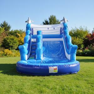 Toboggan aquatique gonflable Dolphin <span class=keywords><strong>de</strong></span> qualité commerciale, trampoline, piscine, matériau PVC, garantie 3 ans, personnalisable pour adultes et enfants, idéal pour les fêtes - Product Image 3