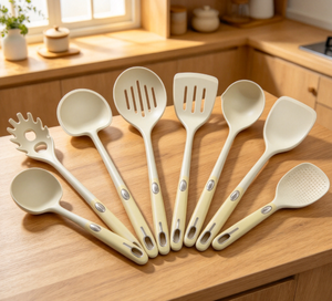 Juego de Utensilios de Cocina de Silicona de 7 Piezas Color Verde Crema, Espátula, Cuchara, Servidor de Pasta, Espumadera - Product Image 6