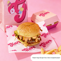 Sac en papier pliable personnalisé avec logo de marque, écologique, de qualité alimentaire, pour hamburgers, gâteaux, biscuits, pain, pâtisseries, beignets