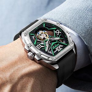 Montre squelette tourbillon de luxe pour homme, boîtier en fibre de carbone et diamants, verre saphir, étanche 30M, mécanique - Product Image 4