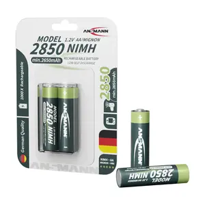 Ansmann High Capacity 2pcs Blister Packed Rechargeable Aa Batteries 1.2v 2850mah Aa Rechargeable Nimh Battery