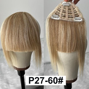 Flequillo con Clip Suave y Elástico, Flequillo de Cabello Humano Remy 100% con Clip, Flequillo de Cabello Humano Natural Liso para Cabello Negro y Rubio - Product Image 3