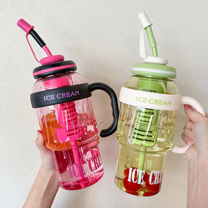 Taza de agua gigante de 1300ml, botella de agua de plástico de gran capacidad con tapa de paja, botella de agua de verano, Cubo de alta belleza, tazas de té de la leche - Product Image 1