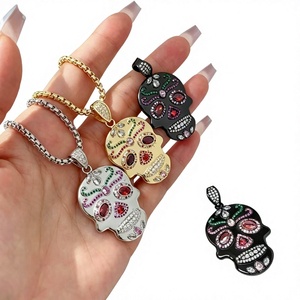 Collar con Colgante <span class=keywords><strong>de</strong></span> Calavera Chapado en Oro <span class=keywords><strong>de</strong></span> 18K, Estilo Gótico, Hip Hop, Calavera <span class=keywords><strong>de</strong></span> Azúcar, Regalo para el Día <span class=keywords><strong>de</strong></span> los <span class=keywords><strong>Muertos</strong></span> y Halloween - Product Image 3
