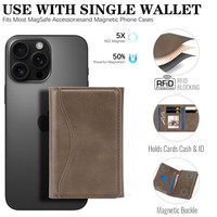 Dompet Kartu Magnetik Kulit PU Kompatibel dengan Magnet, Slot Multi-Kartu, Tempat Kartu Kredit untuk iPhone 17 Pro Max, Model Lipat Tiga