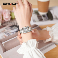 Montre à quartz pour homme SANDA 1108&9031, étanche, décontractée, simple, cadran rectangulaire, bracelet en acier inoxydable, montre unisexe pour couple