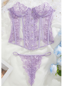 Summer Lace Fishbone Shapewear Embroidered Sexy Strapless Open Back See-through Strapless Tight <b>Women's</b> Sexy Lingerie - Product Image 5