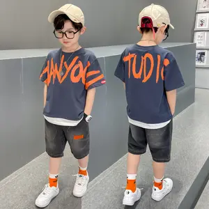 Children's clothes boys summer 3-12years children 2024 new short-sleeved t-shirt fashion clothingset two-piece summer suit