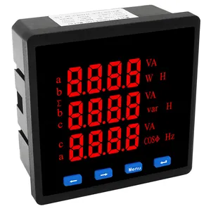 96*96mm LED tiga fase Digital frekuensi tegangan energi RS485 multi-fungsi Panel Meter Watt