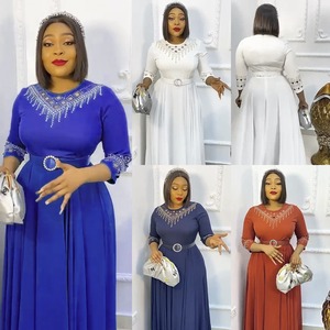 <strong>African</strong> <strong>Bridesmaid</strong> Wedding <strong>Dresses</strong> Autumn New Round Neck Chiffon Long <strong>Dress</strong> Women Elegant Waistband Maxi <strong>Dress</strong> With Belt K0244 - Product Image 2