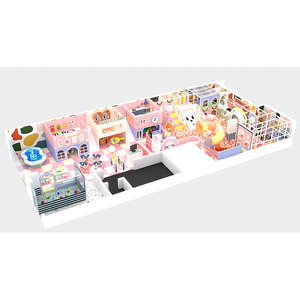 Morandi Indoor Children Playground Steel pink with Roller <b>Slide</b> Spiral <b>Slide</b> Ball <b>Pool</b> Mini Town 212SQM School Use - Product Image 1