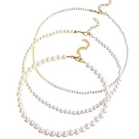 Collier personnalisable en fausses perles avec fermoir mousqueton doré et chaîne d'extension pour femme