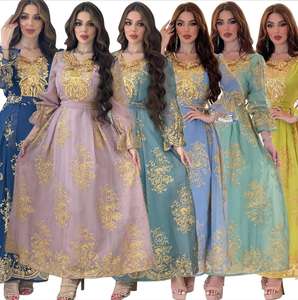 Robe de l'Aïd arabe broderie appliques femmes Caftan caftan robe <span class=keywords><strong>maroc</strong></span> fête islamique luxe Abaya 2024 robe de soirée musulmane - Product Image 2