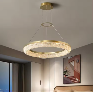 Zèle Éclairage Creative Composé Or Cristal Anneau LED Lustre suspendu cercle pendentif lumière - Product Image 2