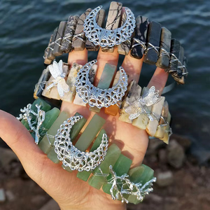 天然宝石電気メッキカラフルなオーラムーンウィッチクリスタルクラウンヘッドバンドティアラヘアジュエリーアクセサリー用 - Product Image 3