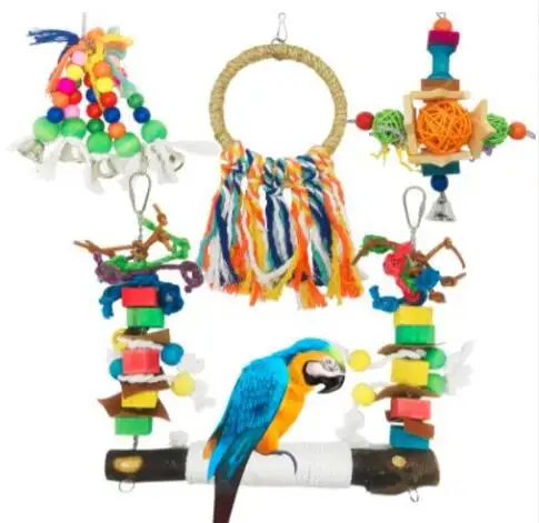 5PCS SET Christmas Series Parrot Chewing Toy Bird Toys Flying Bird Toy