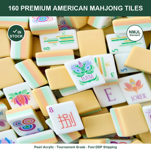 Ensemble <span class=keywords><strong>de</strong></span> Mahjong américain en acrylique <span class=keywords><strong>de</strong></span> qualité supérieure, 160 tuiles, jaune clair luxueux, Mahjong moderne pliable pour club social - Product Image 1