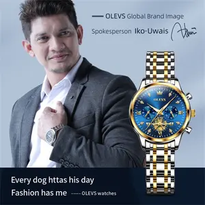 OLEVS 2897 Lover Quartz Rejoles Watches Wristwatches Waterproof Custom Design Couple China Stainless Steel Couple Watch