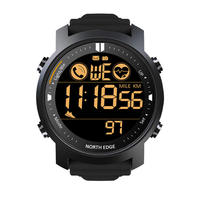 NORTH EDGE Laker Jam Tangan Digital Pria Tahan Air 50M Jam Tangan Stopwatch Pedometer Olahraga Lari Gelang Denyut Jantung