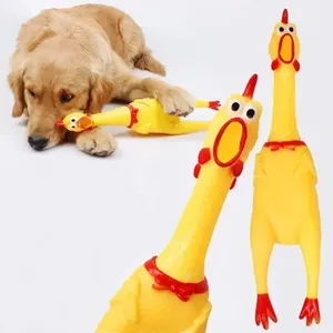 Squawking Chicken Dog Toys gomma gialla spremere cigolante e urlante pollo per animali domestici bambini