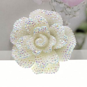 Grandes fleurs de rose 3D en strass, cabochons en résine à dos plat, embellissements légers pour coiffes, scrapbooking et loisirs créatifs - Product Image 4